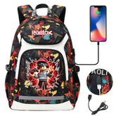 Roblox Game USB Charging Backpack School NoteBook Laptop Travel Bags